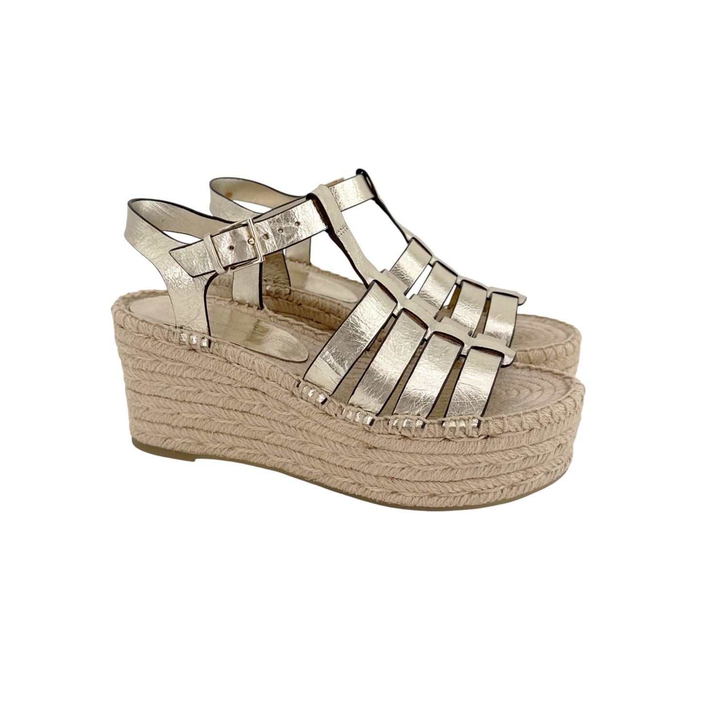 Tory Burch Fisherman Espadrille Wedge In Spark Gold 6.5